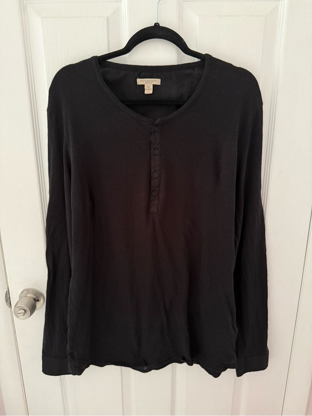 Burberry Brit Black Long-Sleeve Henley Shirt Size XL